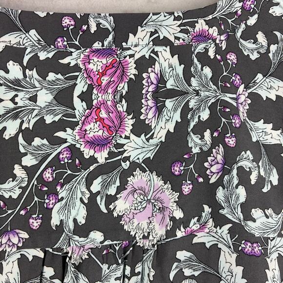 Lane Bryant Long Sleeve Blouse Women’s 26/3X Floral Peony Poppy Filigree Rayon - Picture 3 of 16